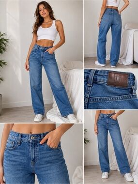 Hollister Ultra High-Rise Dad Jeans Women’s 2R W26 Straight Leg Medium Wash